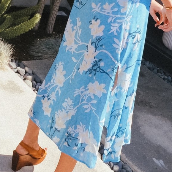 New Novella Royale The Avery Dress midi aqua lilies floral M - Picture 16 of 16